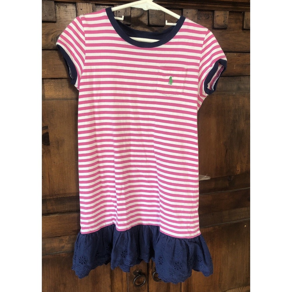 Polo by Ralph Lauren Girls Pink Dress 6X See Pictures Small Hole In The Back